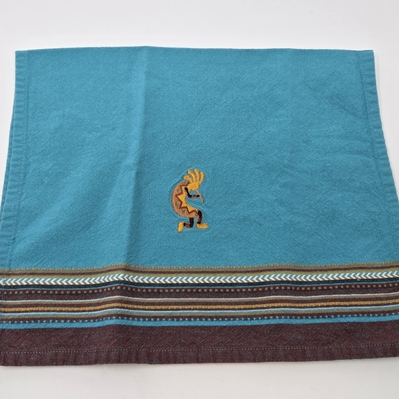 KAY DEE DESIGN SOUTHWESTERN DISH TOWEL SET OF TWO SUN KOKOPELLI TEAL RUST STRIPE - Picture 2 of 12